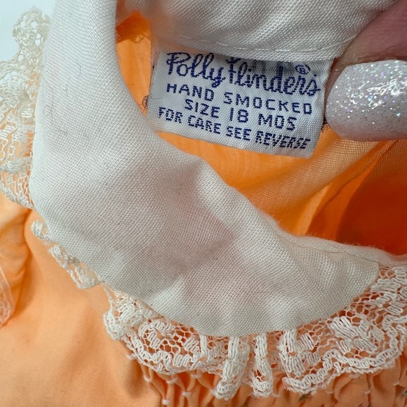 Vintage Polly Flinders Orange Smocked Dress Baby Size 18 months - Picture 2 of 4